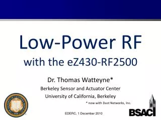 Low-Power RF with the eZ430-RF2500