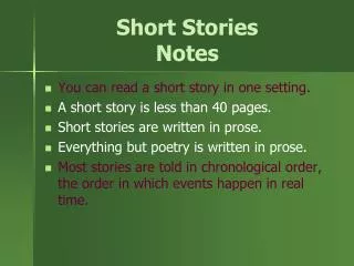Short Stories Notes