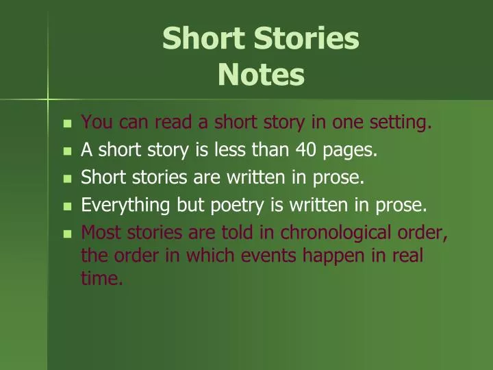 short stories notes