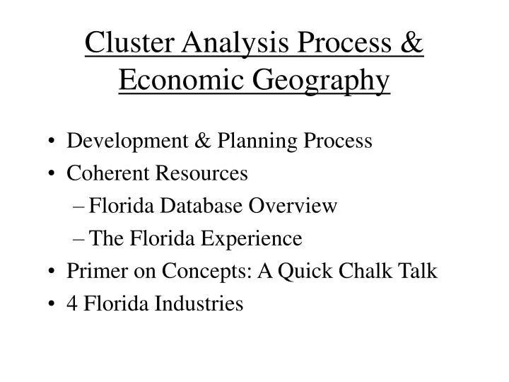 cluster analysis process economic geography