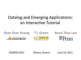 Datalog and Emerging Applications: an Interactive Tutorial