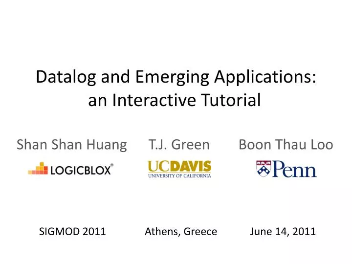 datalog and emerging applications an interactive tutorial