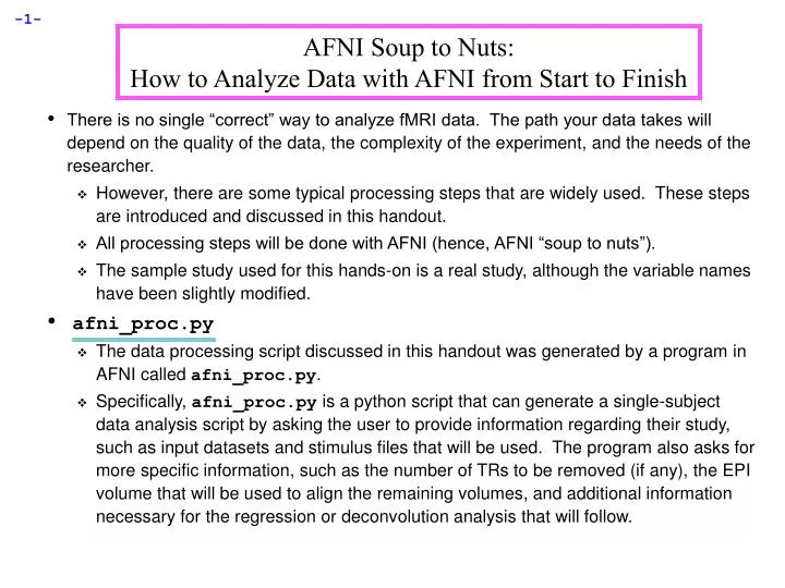 afni soup to nuts how to analyze data with afni from start to finish