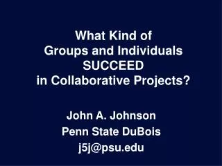 What Kind of Groups and Individuals SUCCEED in Collaborative Projects?