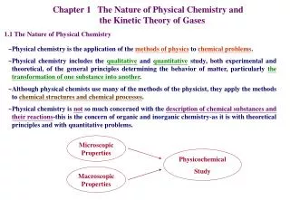 Chapter 1 The Nature of Physical Chemistry and the Kinetic Theory of Gases