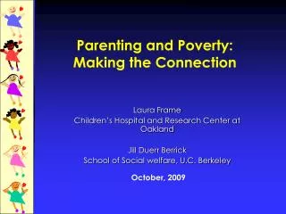 Parenting and Poverty: Making the Connection