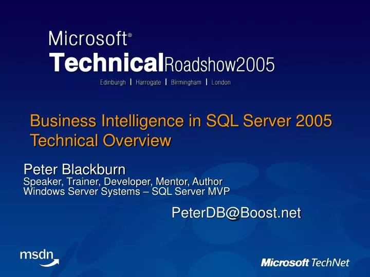 business intelligence in sql server 2005 technical overview