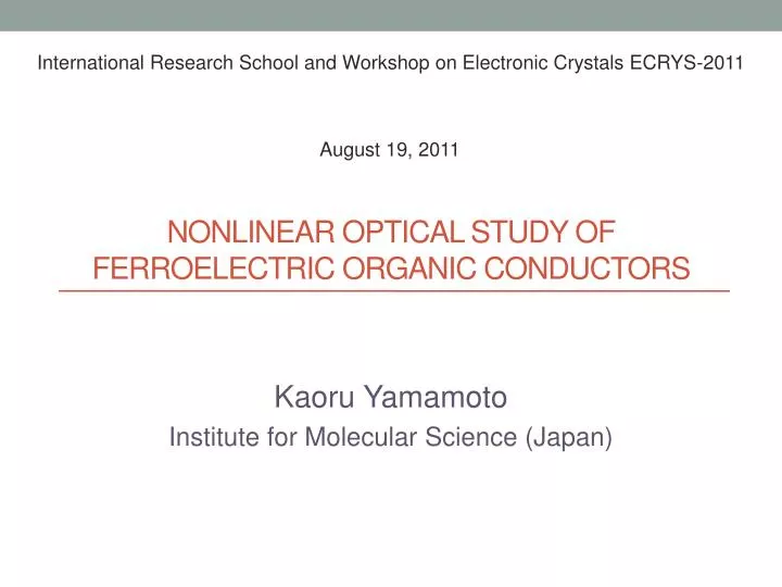 nonlinear optical study of ferroelectric organic conductors