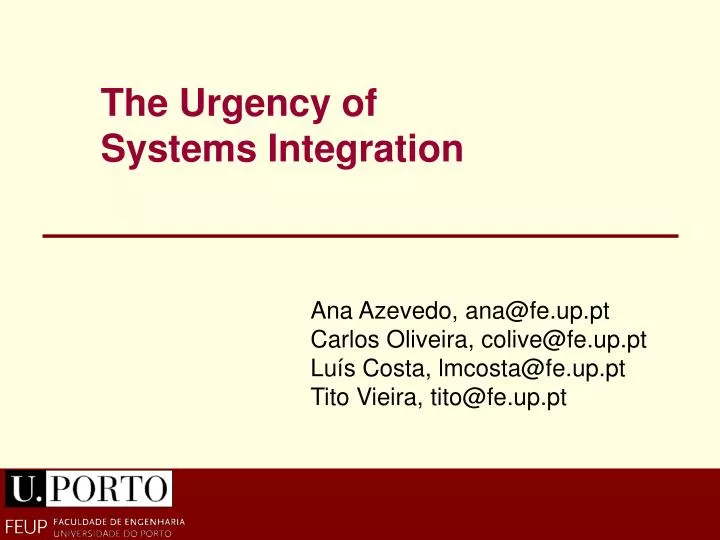 the urgency of systems integration