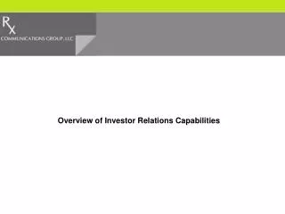 Overview of Investor Relations Capabilities