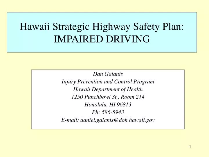 hawaii strategic highway safety plan impaired driving