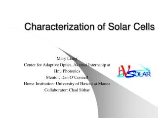 Characterization of Solar Cells