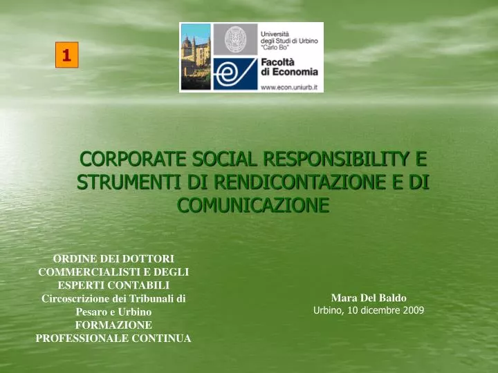 corporate social responsibility e strumenti di rendicontazione e di comunicazione