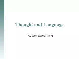 Thought and Language