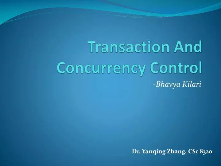 transaction and concurrency control