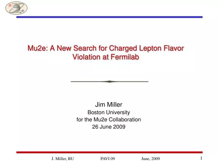 mu2e a new search for charged lepton flavor violation at fermilab
