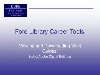 Ford Library Career Tools