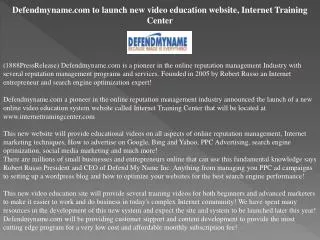 Defendmyname.com to launch new video education website