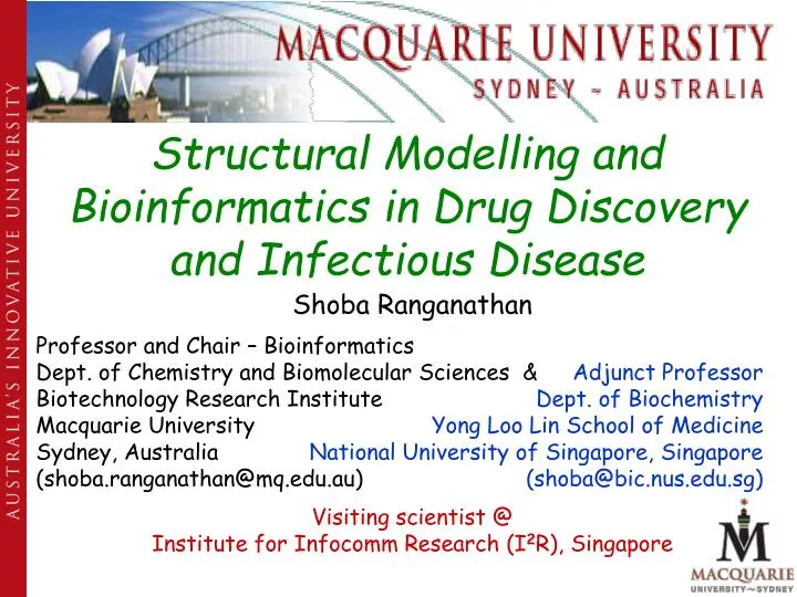 structural modelling and bioinformatics in drug discovery and infectious disease
