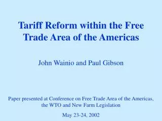 Tariff Reform within the Free Trade Area of the Americas