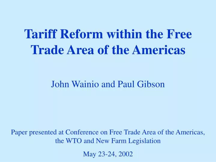 tariff reform within the free trade area of the americas