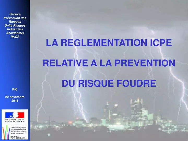 la reglementation icpe relative a la prevention du risque foudre