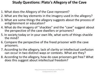 Study Questions: Plato's Allegory of the Cave