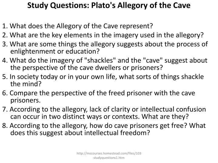 study questions plato s allegory of the cave