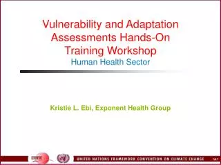 Vulnerability and Adaptation Assessments Hands-On Training Workshop Human Health Sector