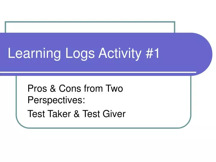 learning logs activity 1