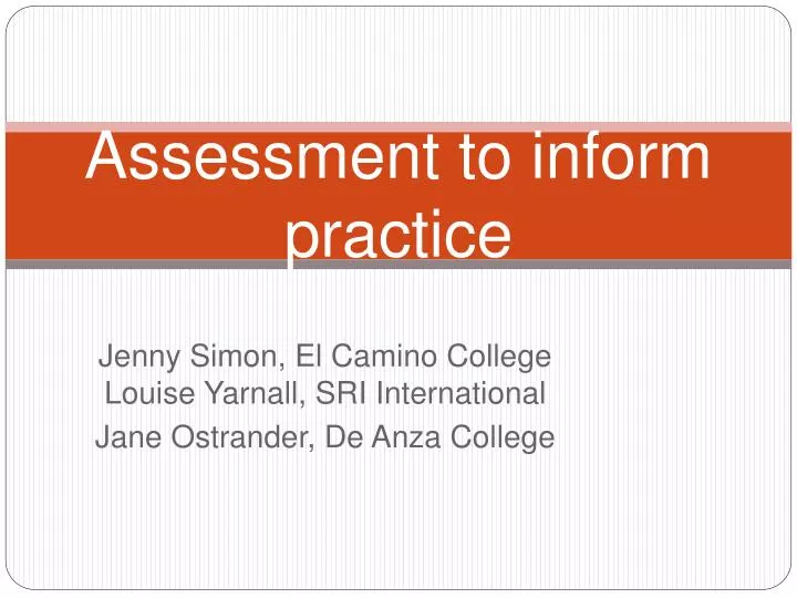 assessment to inform practice