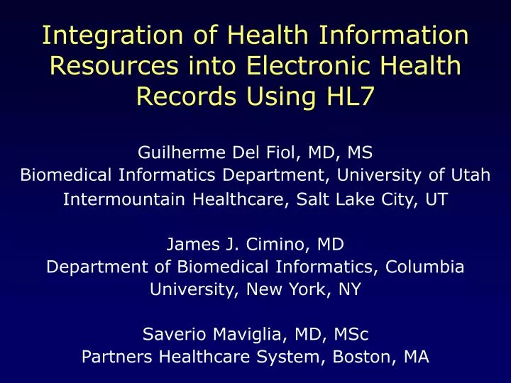 integration of health information resources into electronic health records using hl7