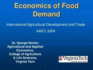 Economics of Food Demand