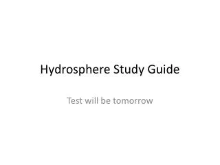 Hydrosphere Study Guide