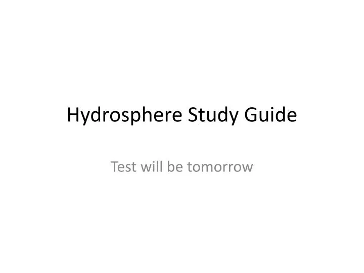 hydrosphere study guide