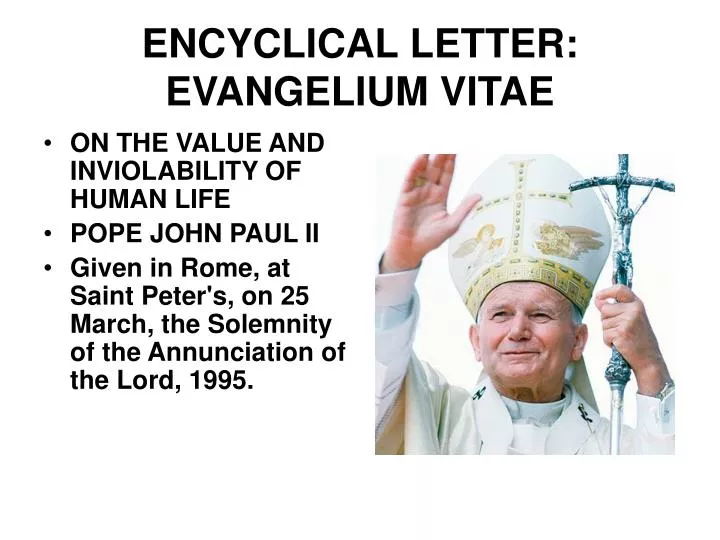 encyclical letter evangelium vitae