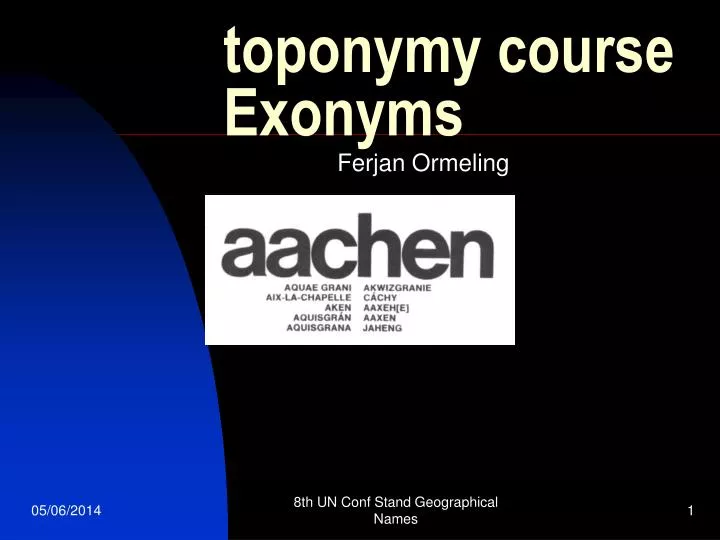 toponymy course exonyms