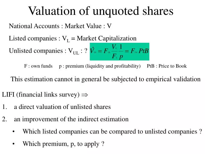 valuation of unquoted shares