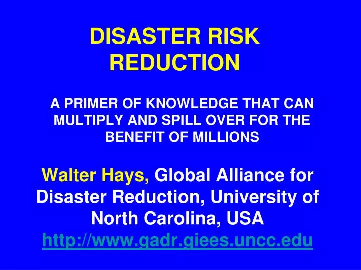 disaster risk reduction