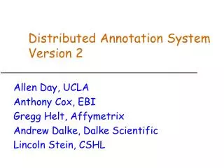 Distributed Annotation System Version 2