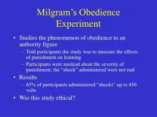 Milgram’s Obedience Experiment