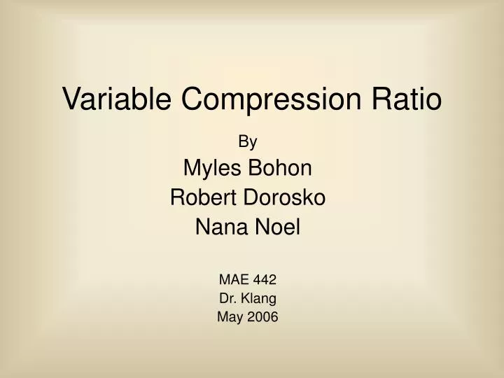 variable compression ratio