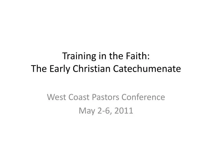 training in the faith the early christian catechumenate