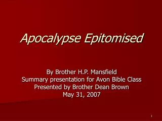 Apocalypse Epitomised