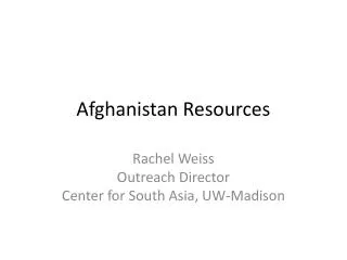 Afghanistan Resources