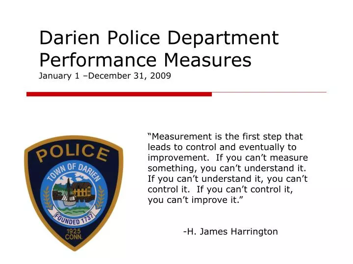 darien police department performance measures january 1 december 31 2009