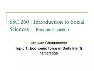 SSC 260 : Introduction to Social Sciences :