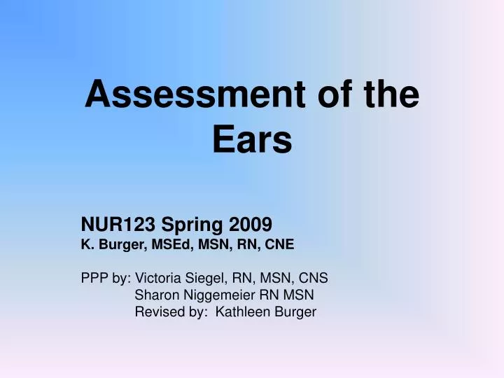 assessment of the ears