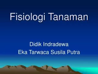 Fisiologi Tanaman