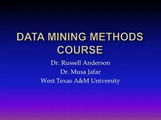 Data Mining Methods Course